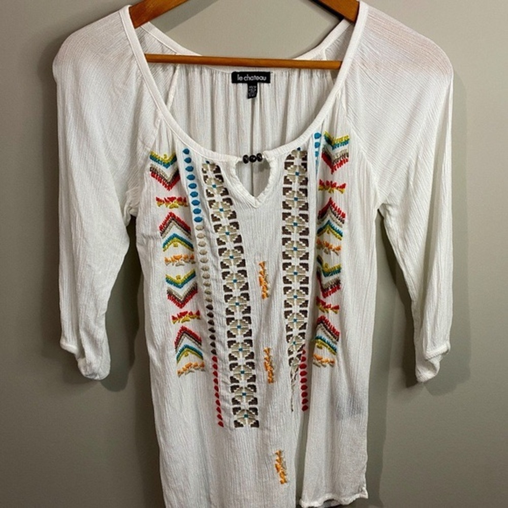 Le Chateau Women Boho White 3/4
Sleeve Cover-up Size X-small